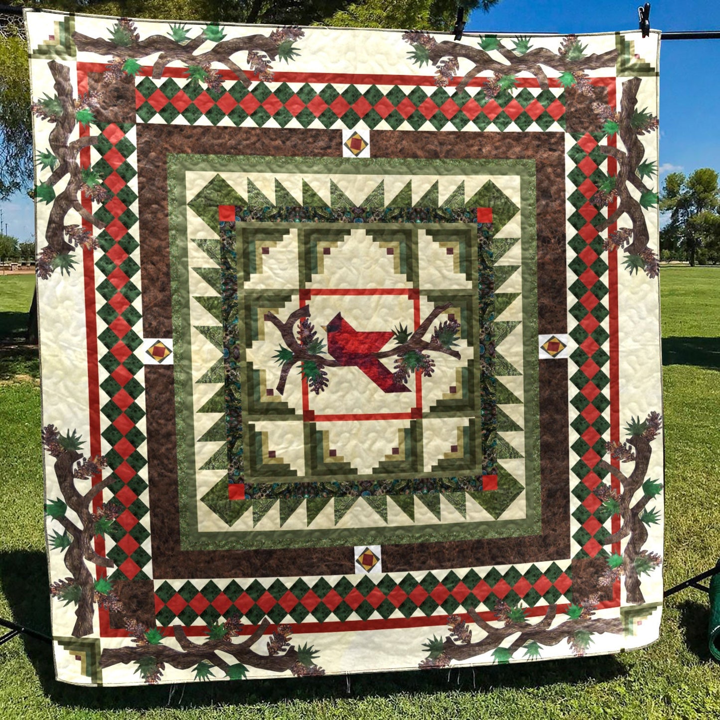 Red Bird Christmas CLM0511507 Quilt Blanket