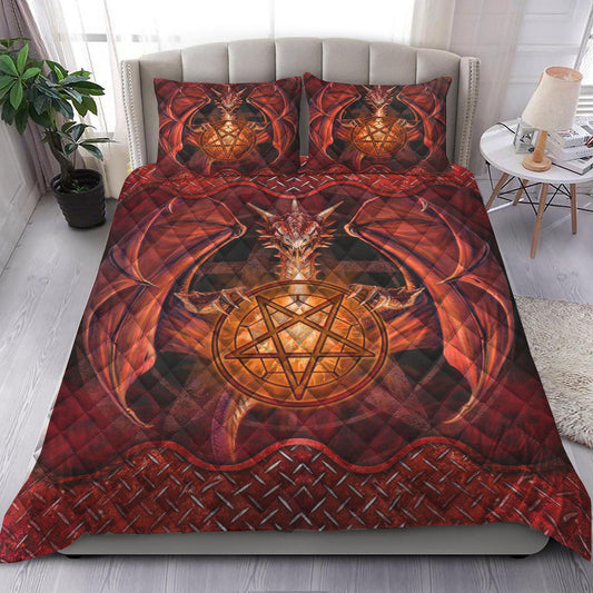 Red Dragon Quilt Bedding Set ND061005