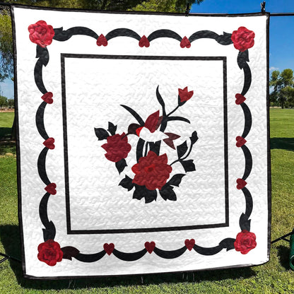 Red Flower And Hummingbird CLA2510422Q Quilt Blanket