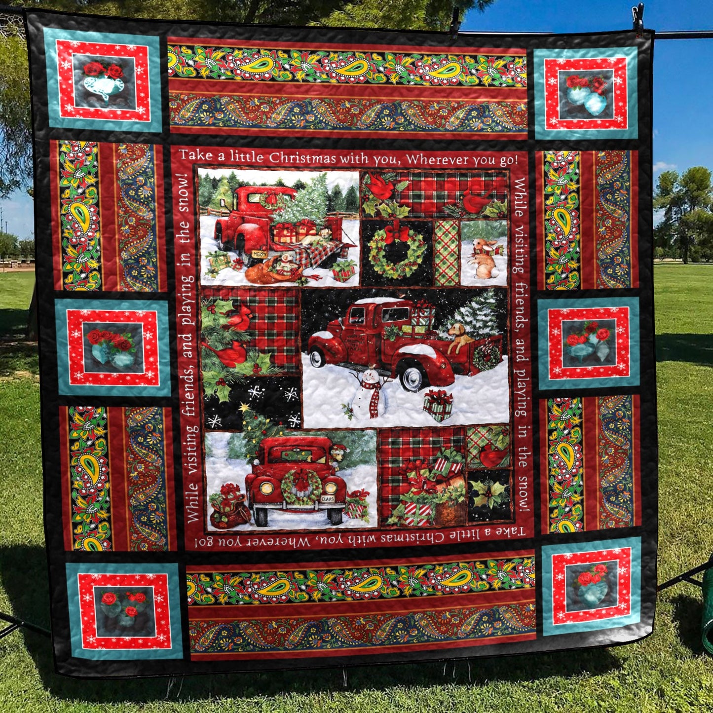 Red Truck Christmas CL24100257MDQ Quilt Blanket