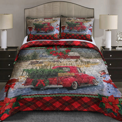 Red Truck Christmas Quilt Bedding Set CLM080902