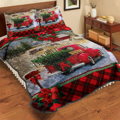 Red Truck Christmas Quilt Bedding Set CLM080902