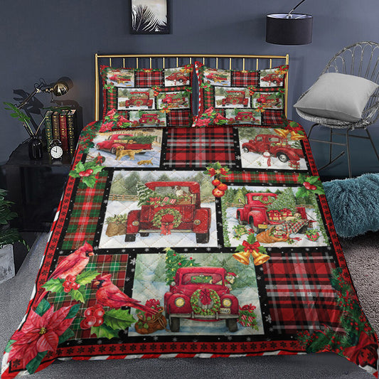 Red Truck Christmas Quilt Bedding Set MT1509002