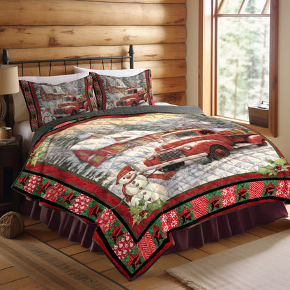 Red Truck Christmas Quilt Bedding Set TL140917