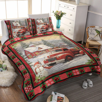 Red Truck Christmas Quilt Bedding Set TL140917