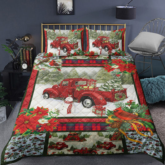 Red Truck Christmas Quilt Bedding Set TL290911