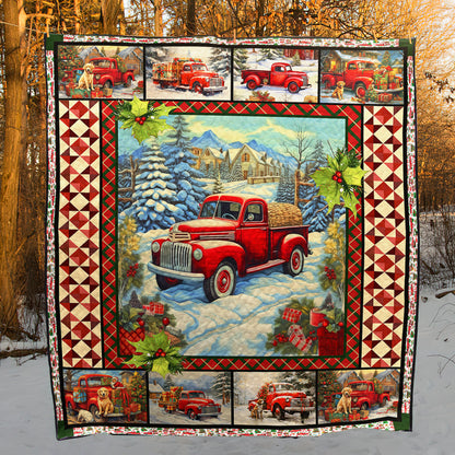 Red Truck Christmas Art Quilt HN211004T