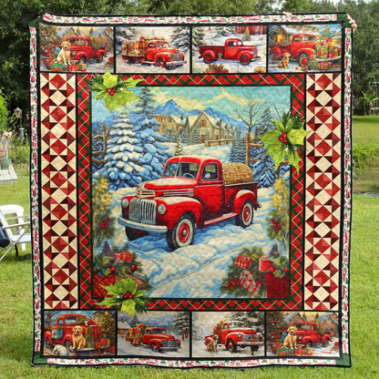 Red Truck Christmas Art Quilt HN211004T