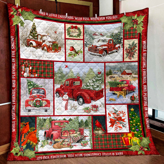 Red Truck Christmas Quilt Blanket MN021104