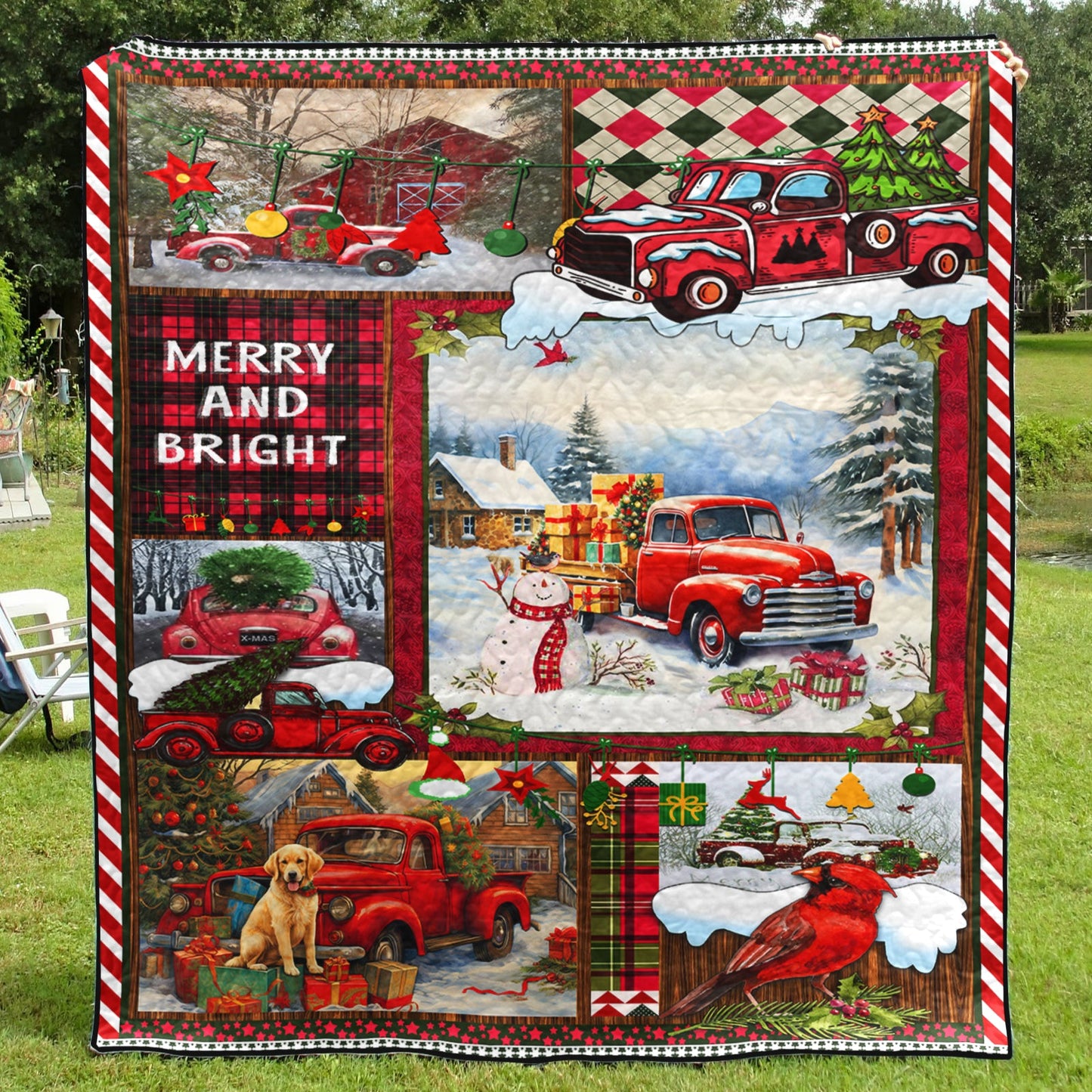 Red Truck Christmas Art Quilt MN271007
