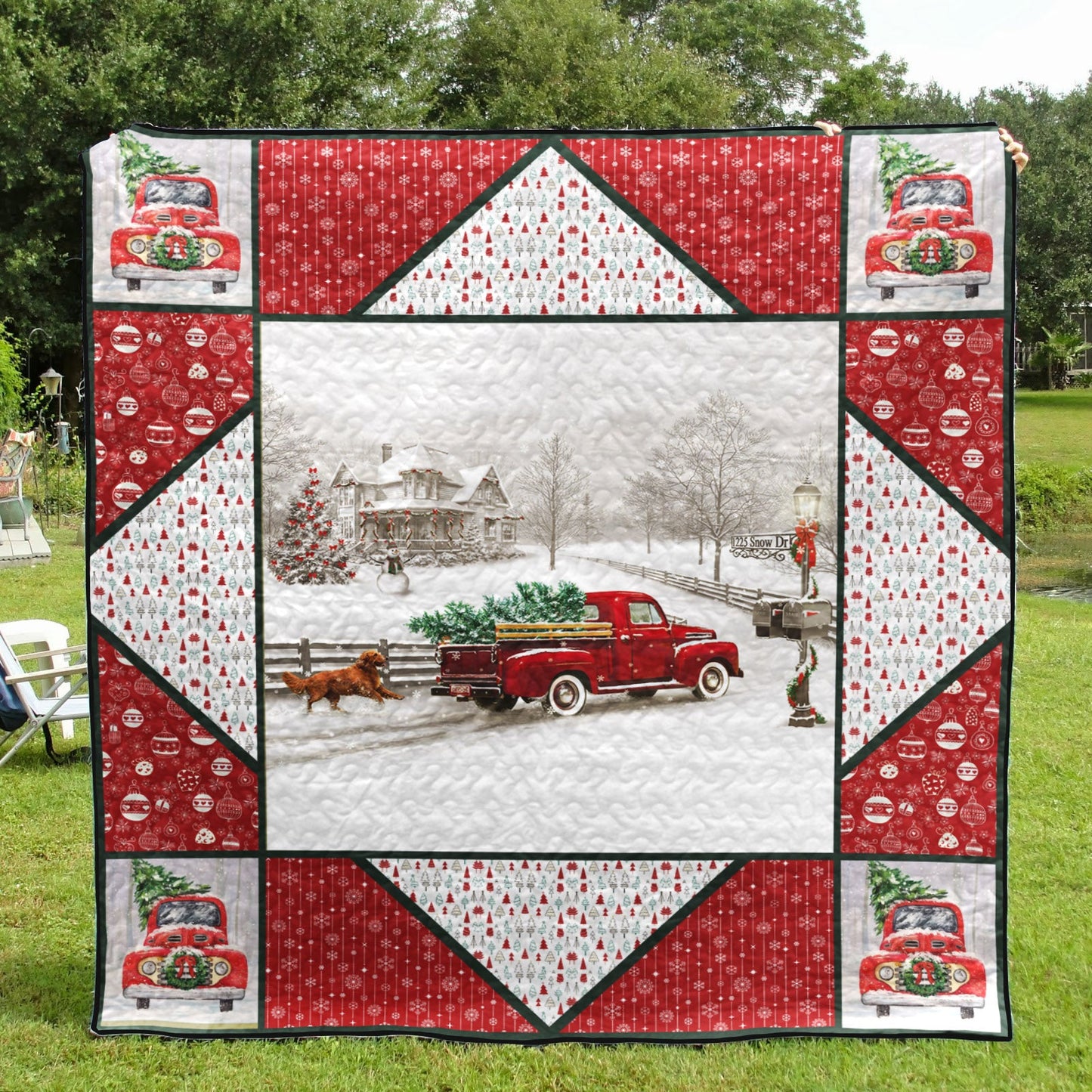 Red Truck Snow Quilt Blanket TM301005