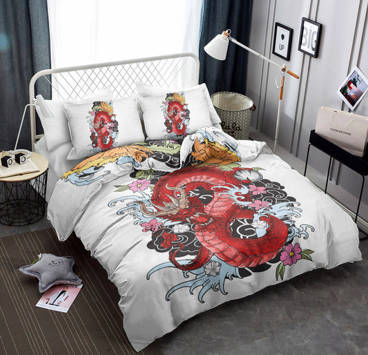 Red Dragon On White CLP0110133B Bedding Sets