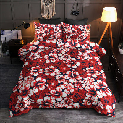 Red Hibiscus Pattern Print Design CLA19101443B Bedding Sets