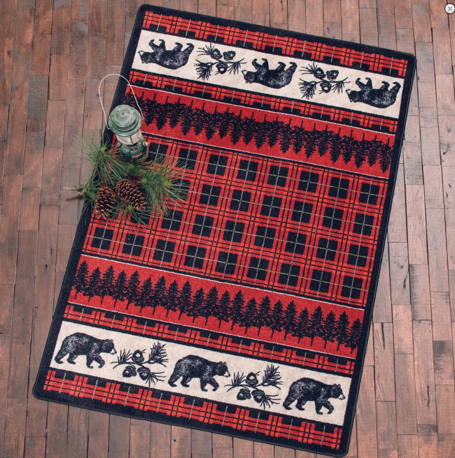 Red Mad Plaid Bear CLM3009125M Rug