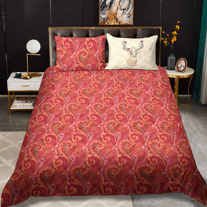 Red Multicolor Spruce Paisley CLA0111363B Quilt Bedding Set