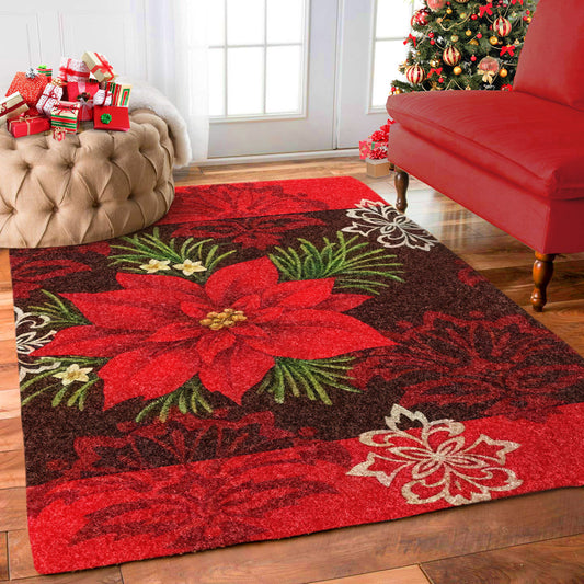 Red Poinsettia Flower HT1111069M Rug