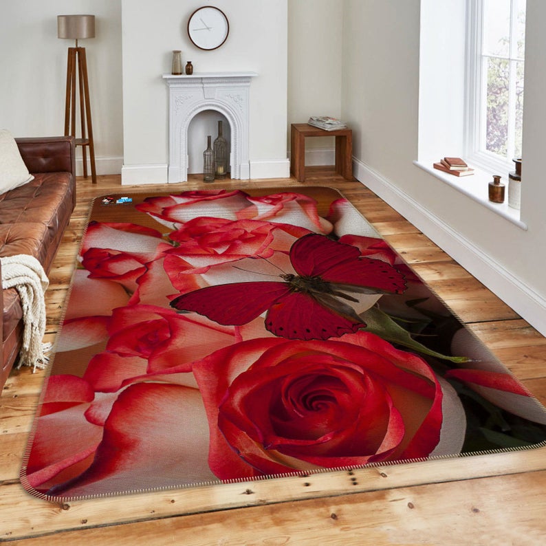 Red Rose Butterfly CLA0310229R Rug