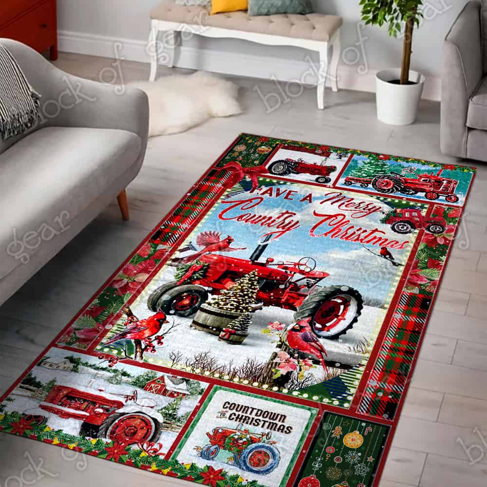 Red Tractor Country Christmas CL22100392MDR Rug