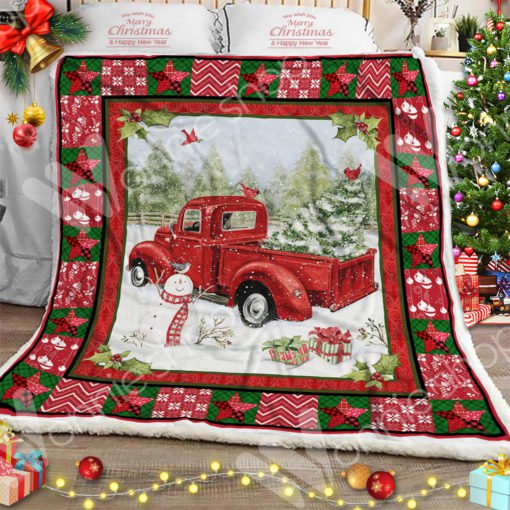 Red Truck Christmas CL14100044MDF Sherpa Fleece Blanket