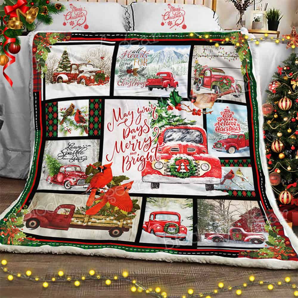 Red Truck Christmas CL14100048MDF Sherpa Fleece Blanket