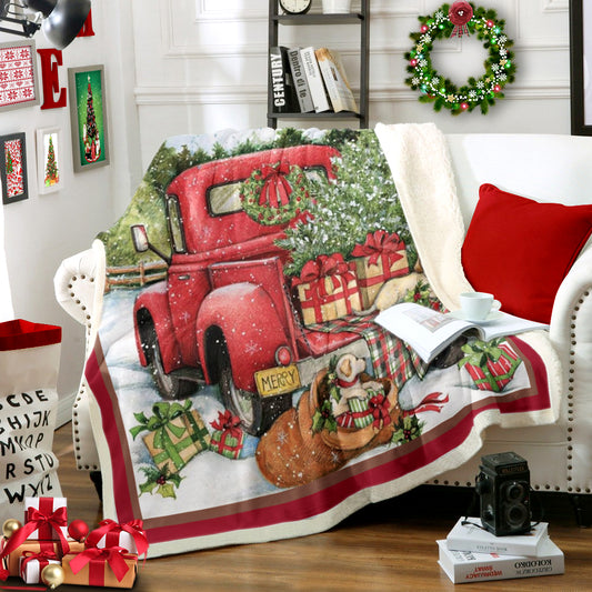 Red Truck Christmas HM0211123TT Sherpa Fleece Blanket