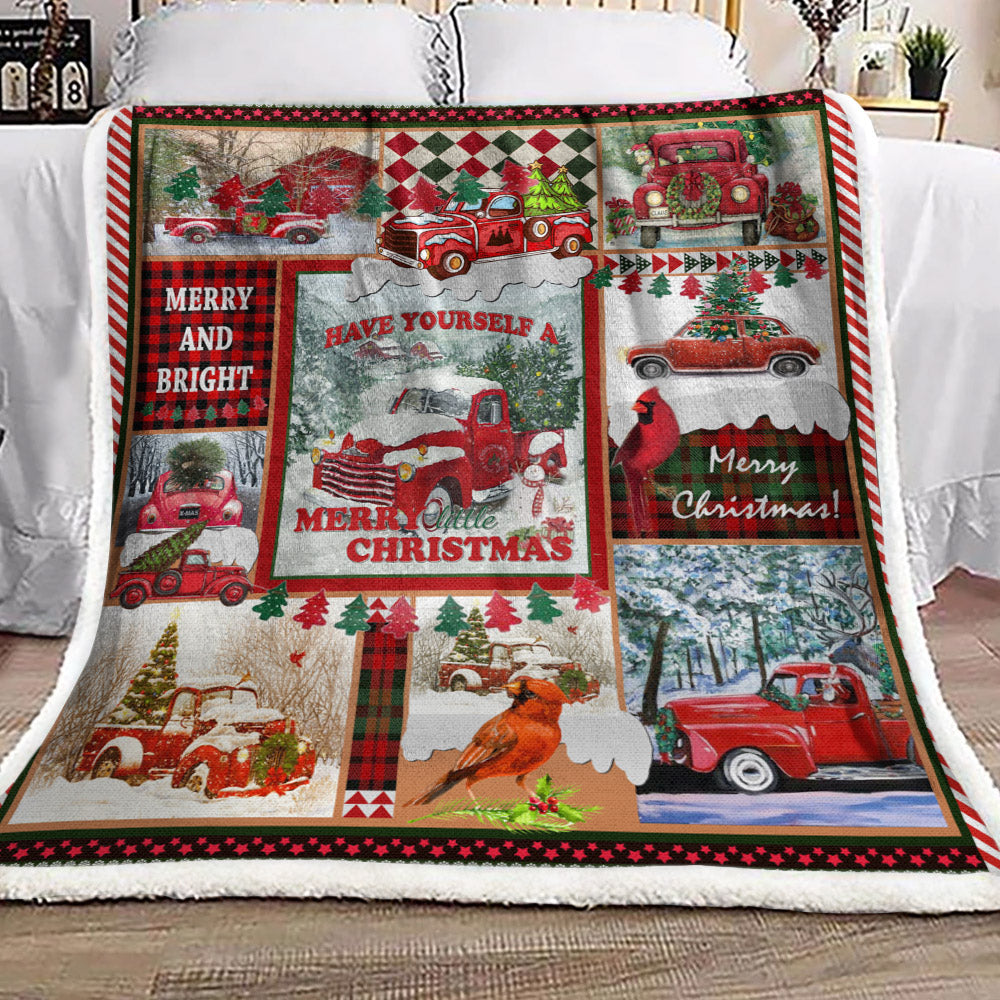 Red Truck Christmas HN2011048F Sherpa Fleece Blanket