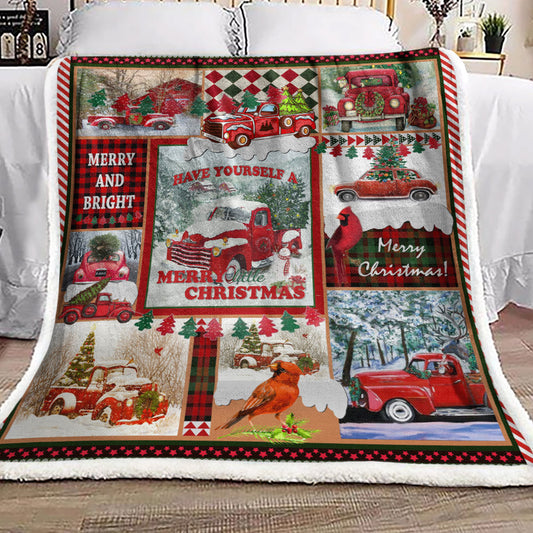 Red Truck Christmas HN2011048F Sherpa Fleece Blanket