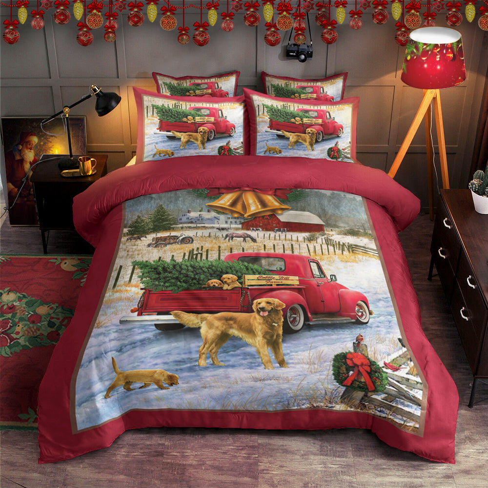 Red Truck Golden Retriever Christmas HM0211067T Bedding Sets