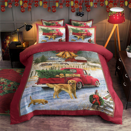 Red Truck Golden Retriever Christmas HM0211067T Bedding Sets