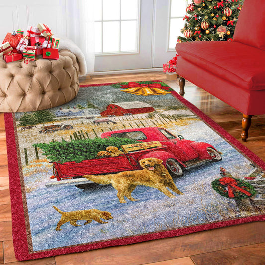 Red Truck Golden Retriever Christmas HM0211076R Rug