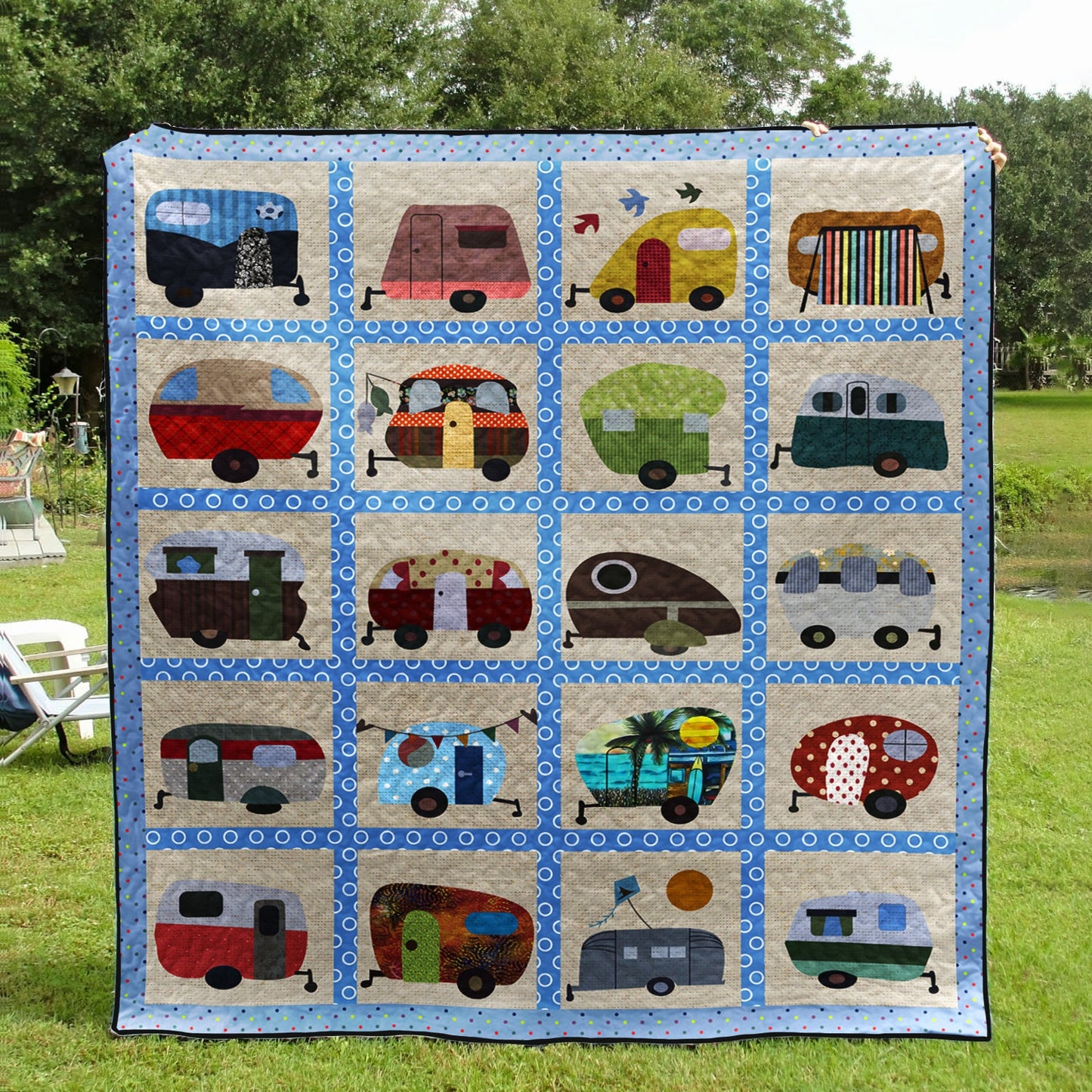 Retro Caravan CLP170633 Quilt Blanket