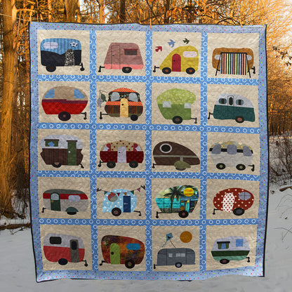 Retro Caravan CL120610 Quilt Blanket