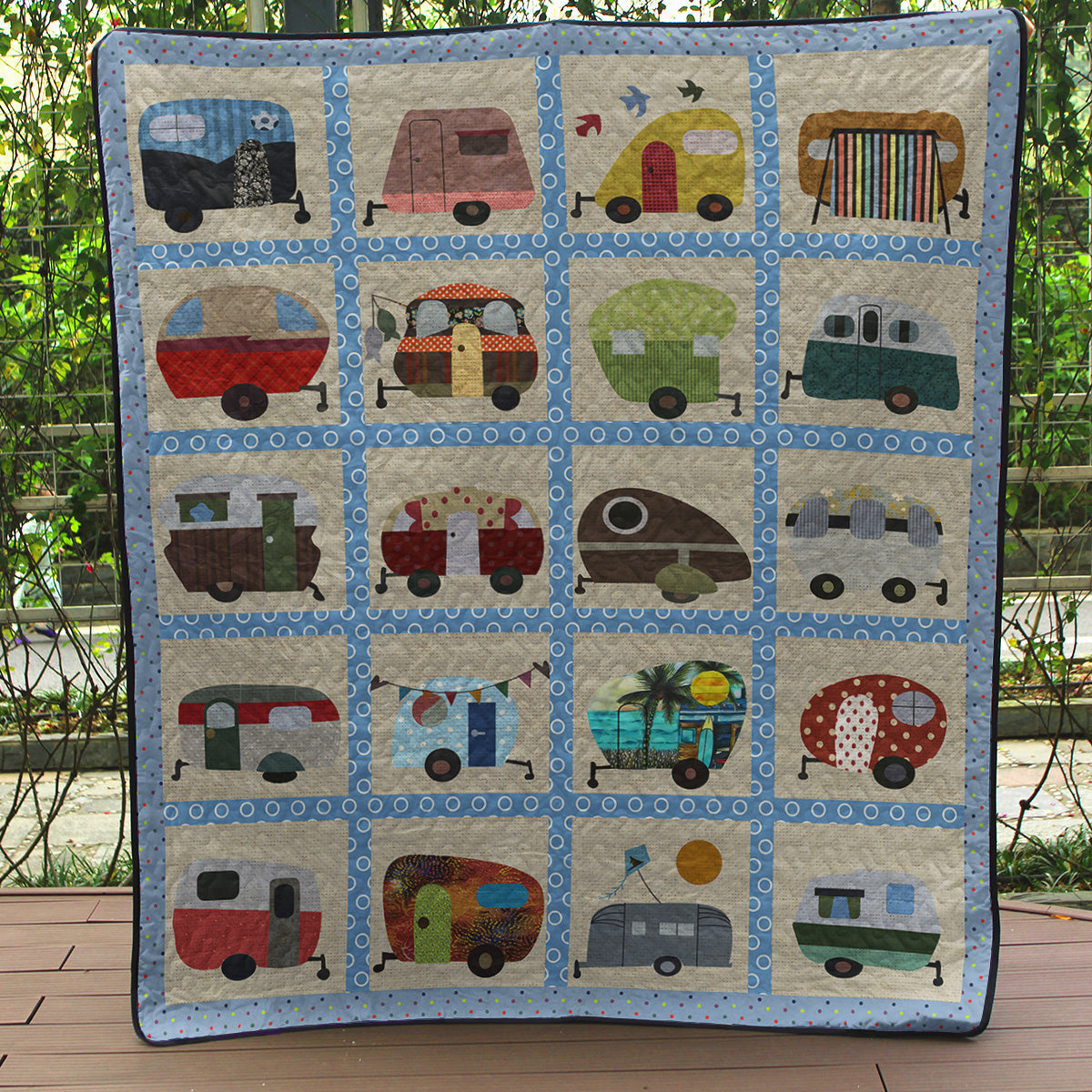 Retro Caravan CLP170633 Quilt Blanket