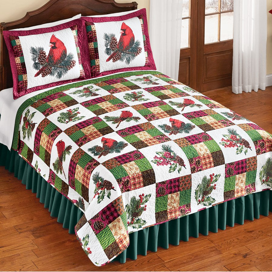 Cardinal Pinecone Patchwork CLH2110128B Quilt Bedding Set