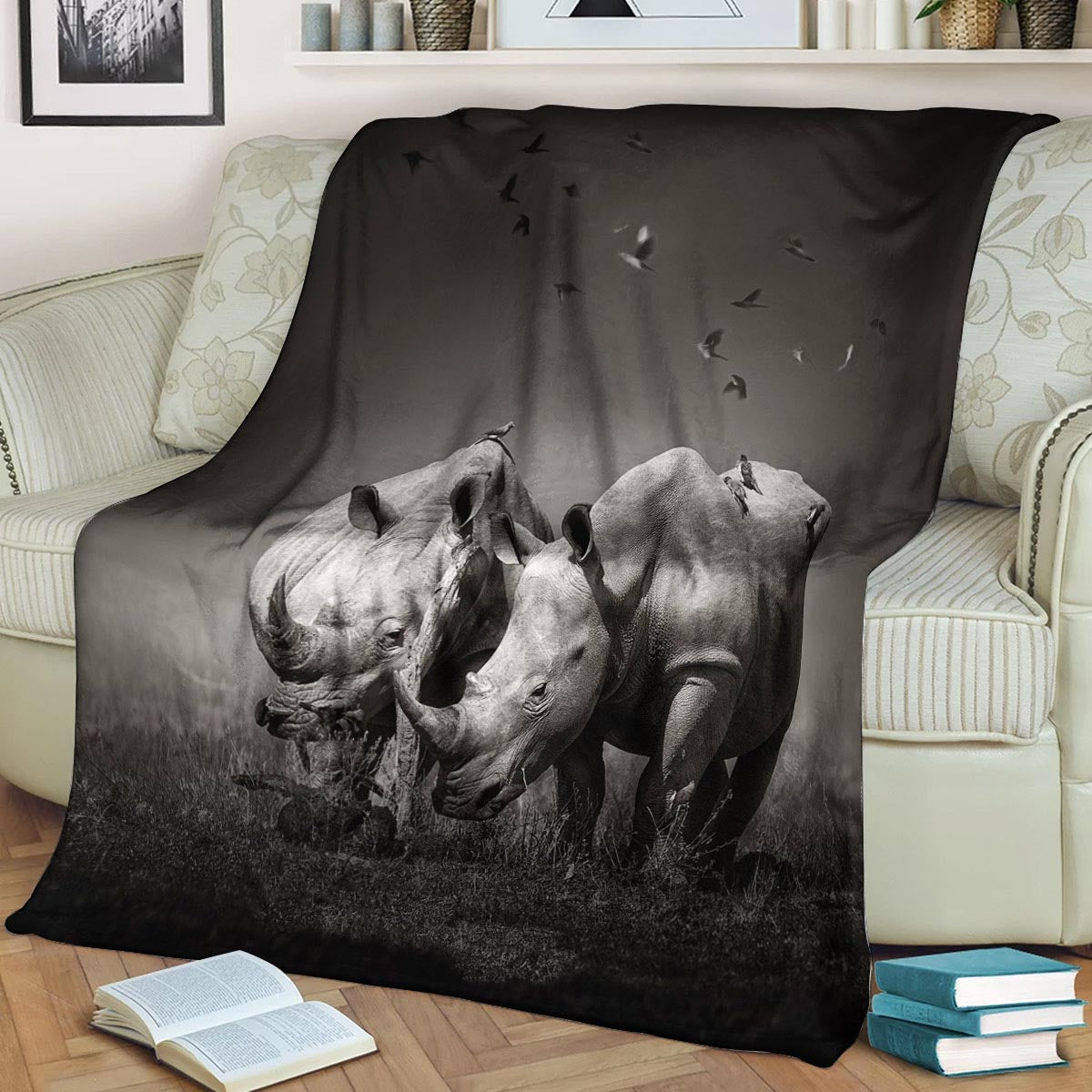Rhino Couple CLA21100653F Sherpa Fleece Blanket