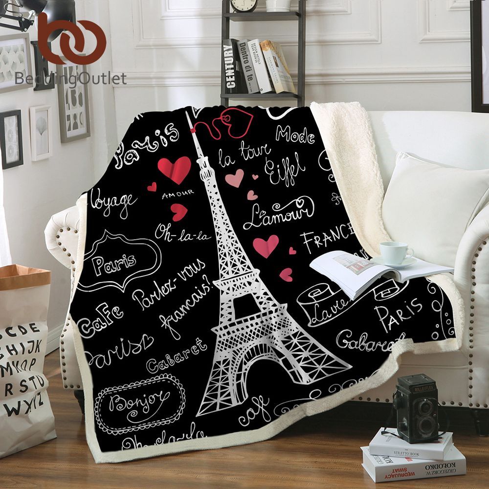 Romantic Paris CLA0510274F Sherpa Fleece Blanket
