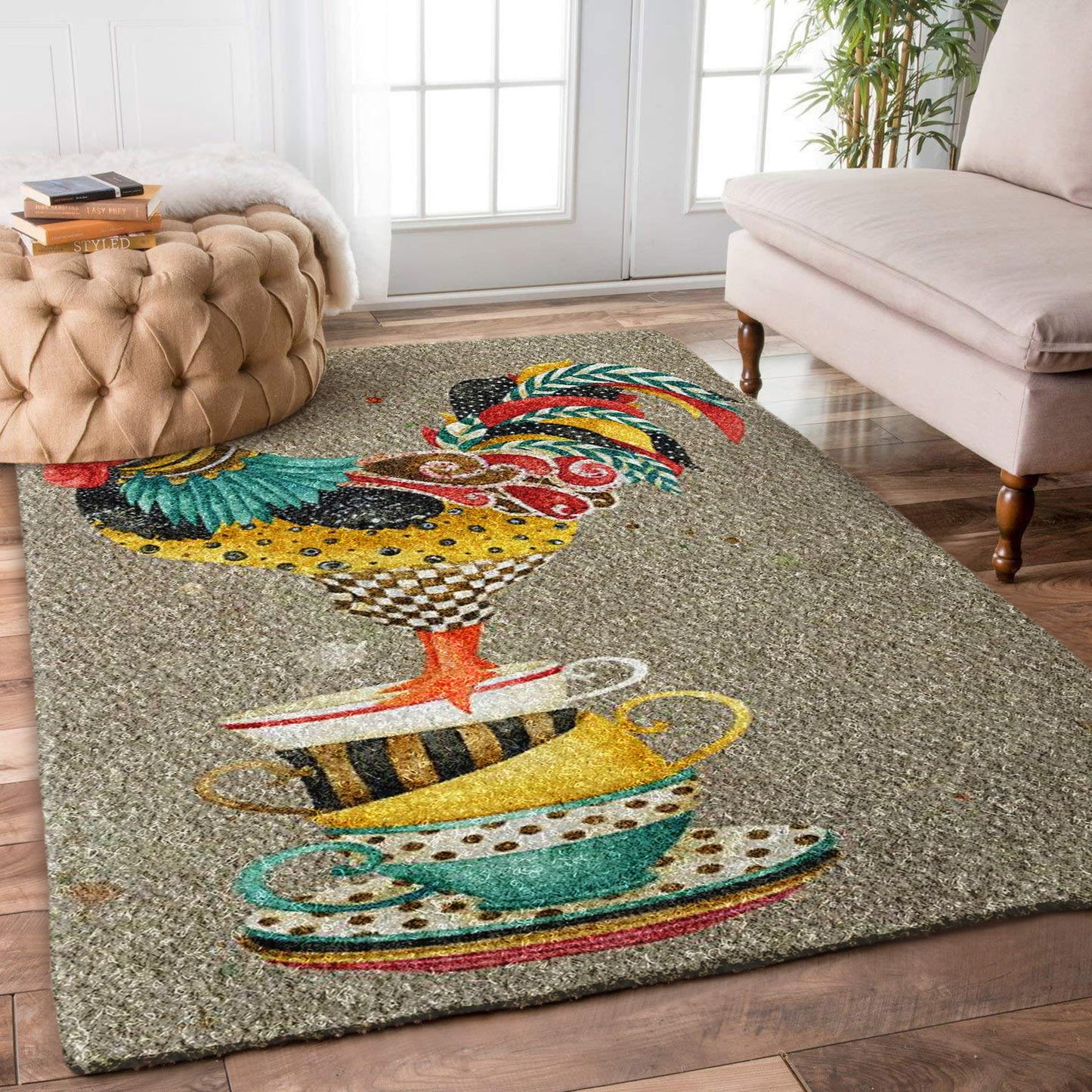 Rooster And Tea Cups HN0710171R Rug