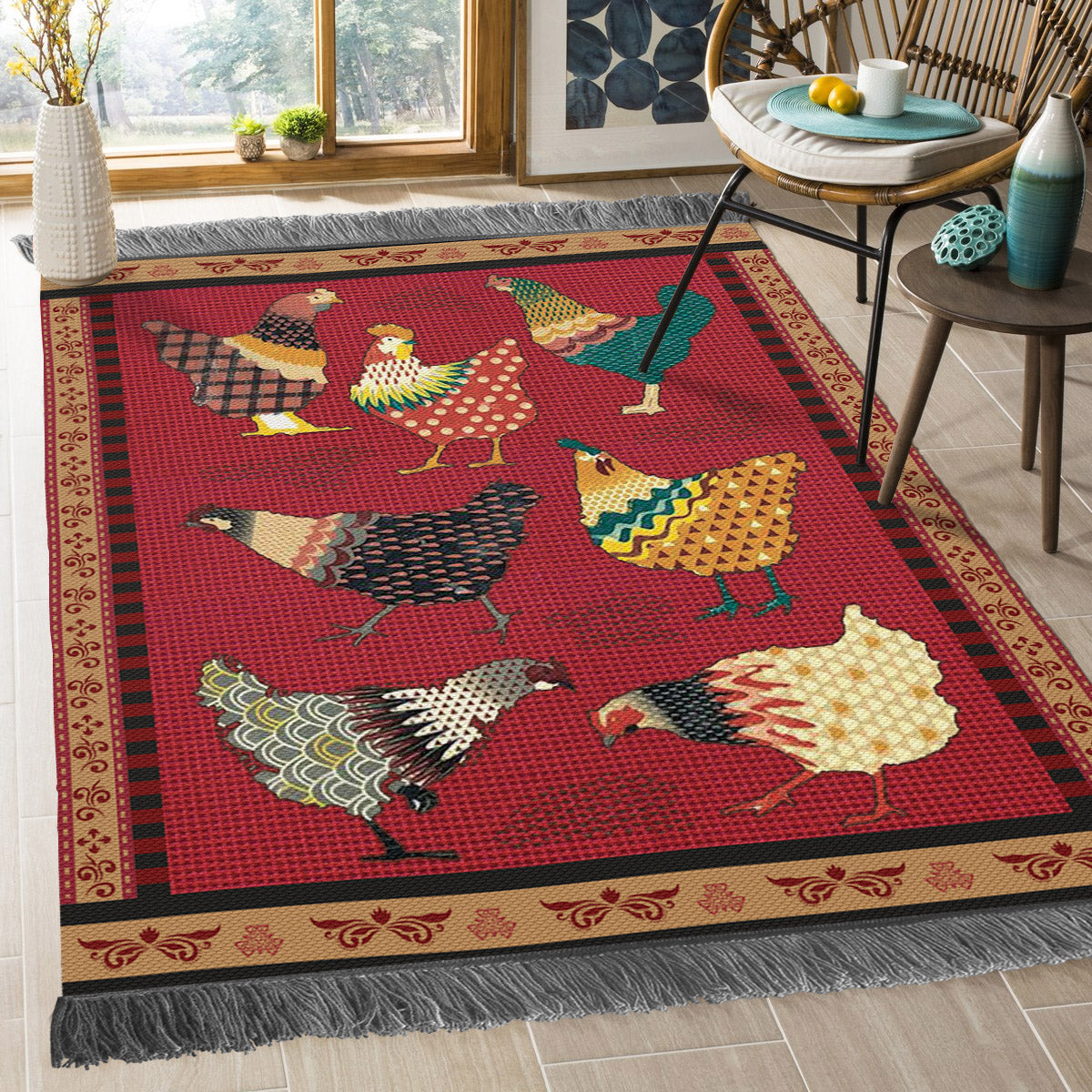 Rooster BL2109215O Decorative Floor-cloth