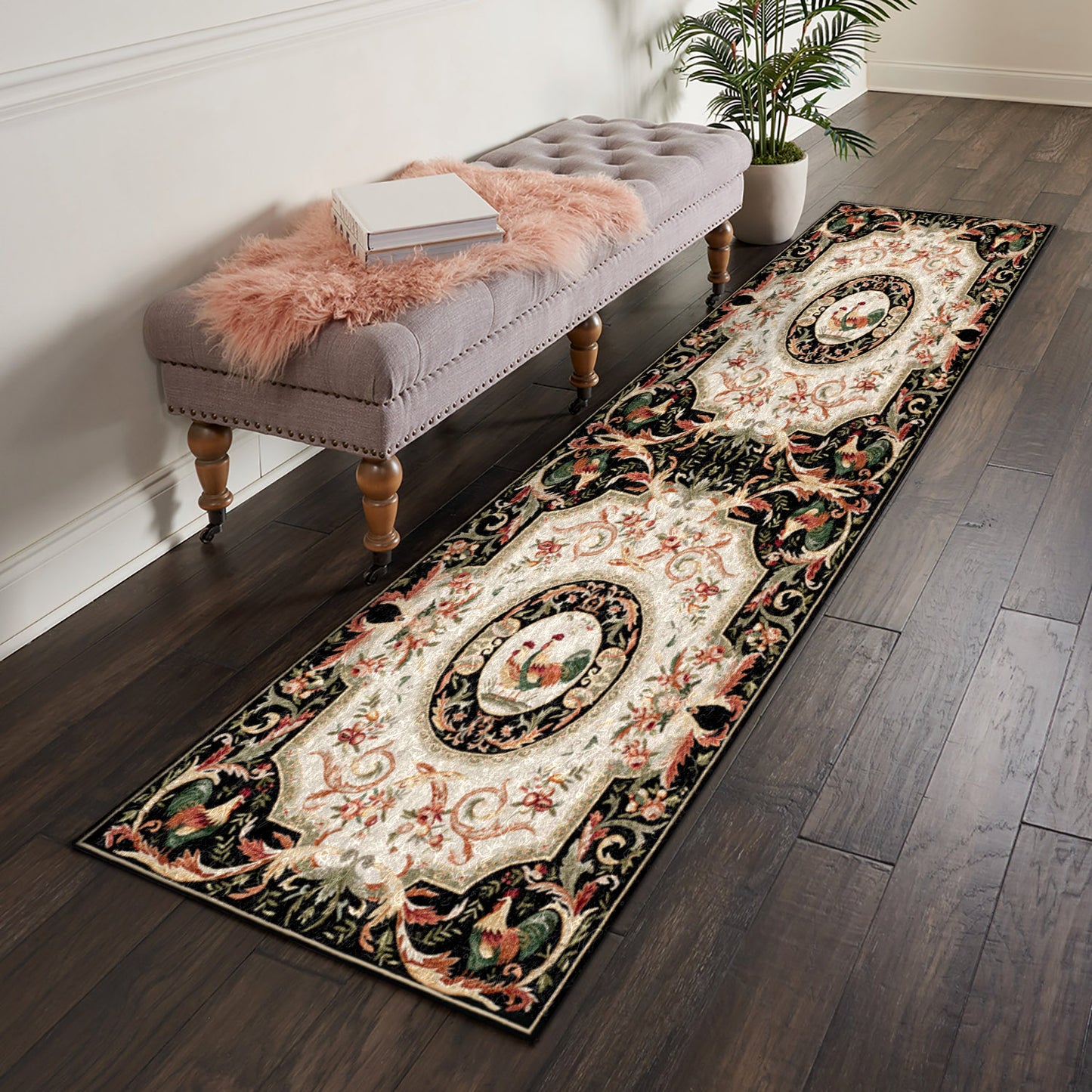 Rooster Flower HM041018N Runner Rug