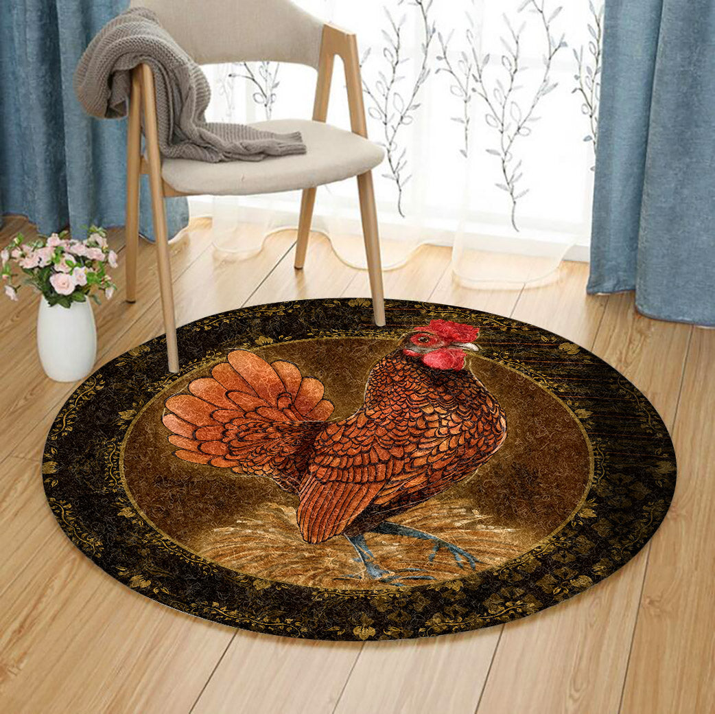 Rooster Golden TN2211081TM Round Area Rug