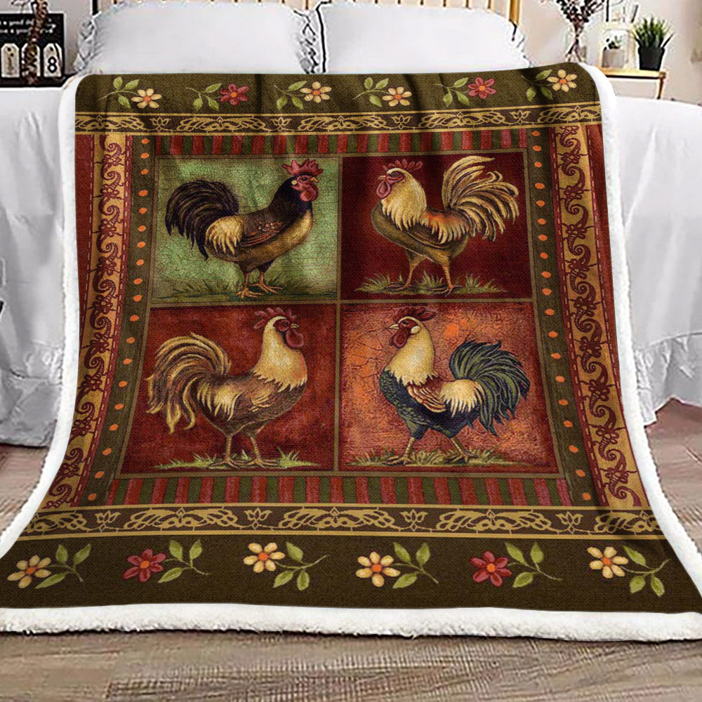 Rooster HN0810172F Sherpa Fleece Blanket