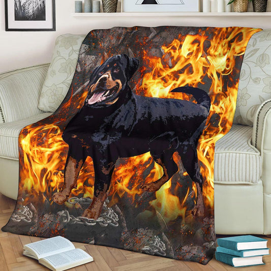 Rottweiler CL140877MD Sherpa Fleece Blanket
