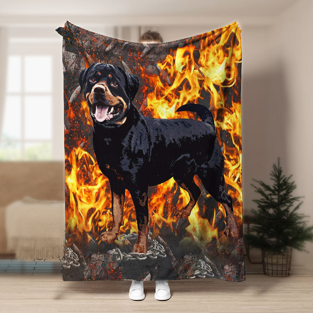 Rottweiler CL140877MD Sherpa Fleece Blanket