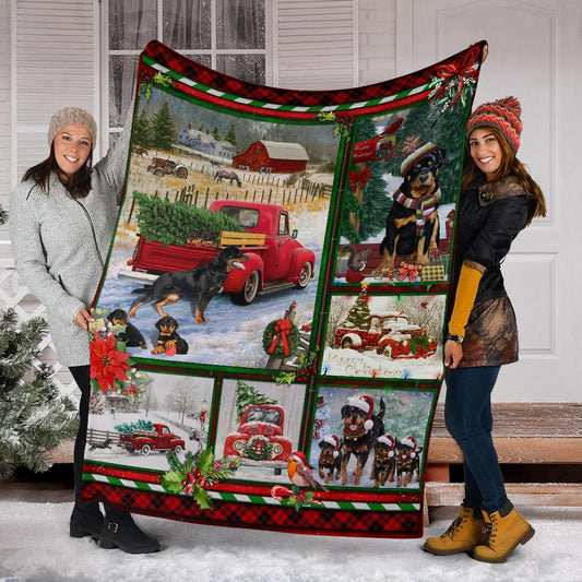 Rottweiler Red Truck Christmas CLM3010406S Sherpa Fleece Blanket