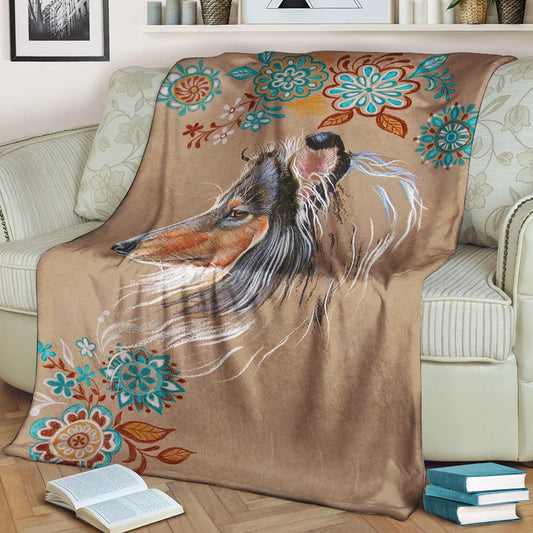 Rough Collie Dog HM0809132TT Sherpa Fleece Blanket