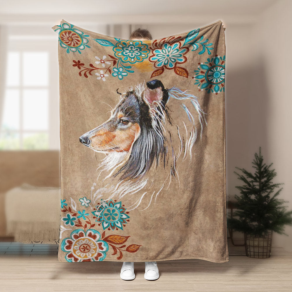 Rough Collie Dog HM0809132TT Sherpa Fleece Blanket