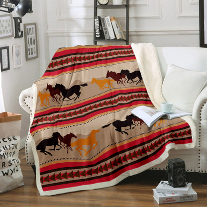 Running Horse CLP270855 Sherpa Fleece Blanket