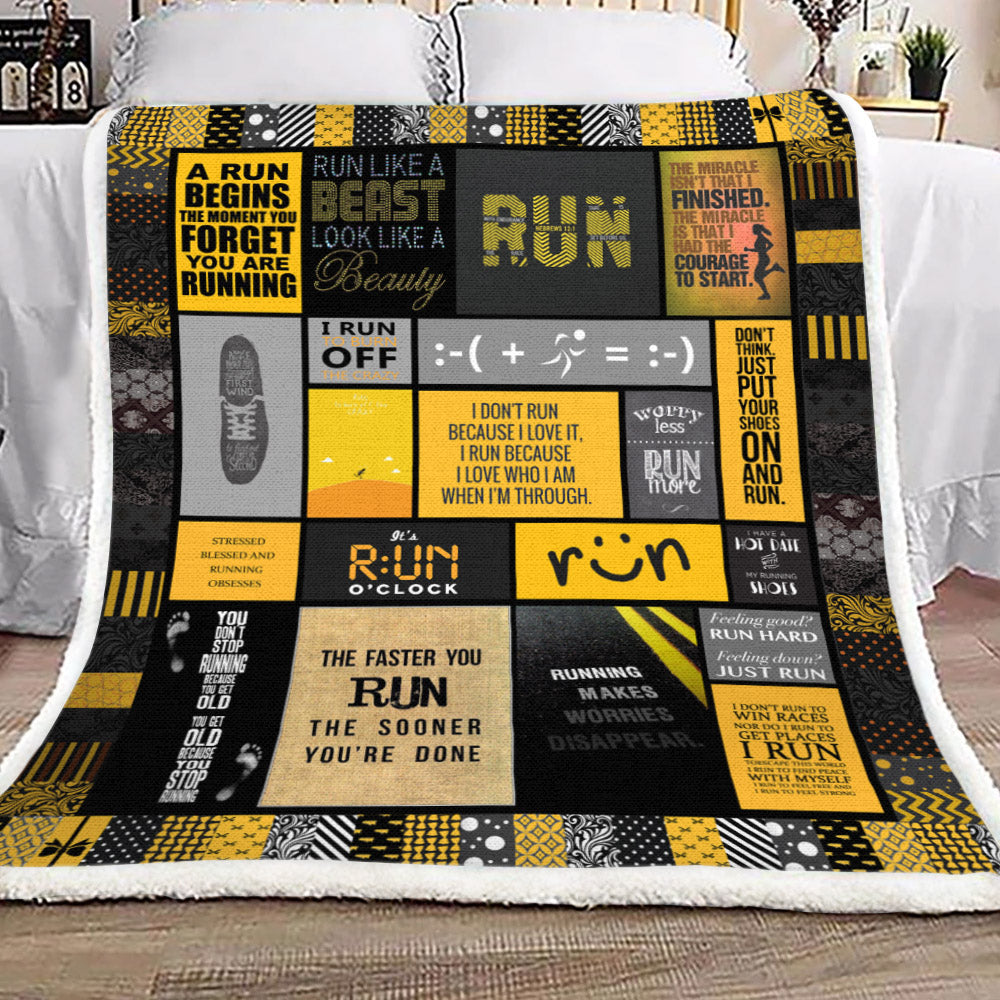 Running YH25100180F Sherpa Fleece Blanket