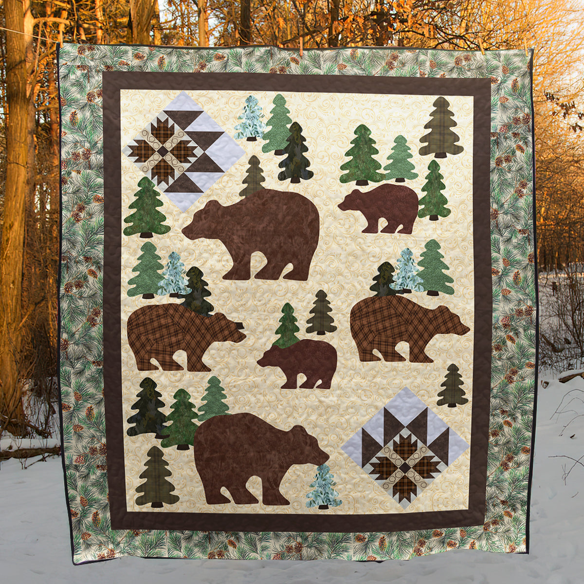 Rustic Bear CLA2810408Q Quilt Blanket