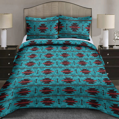 Rustic Southwestern Turquoise Aztec CLM211044 Quilt Bedding Set